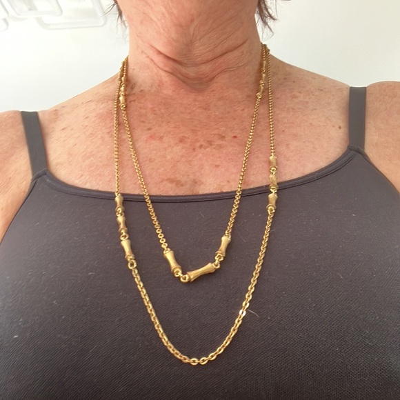 Vintage Napier 60 inch Gold tone Chain with Bamboo Pieces - Picture 5 of 6